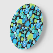 Horloge ronde, Motif de lunes bleues irrégulières (Angle)