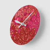 Horloge Ronde Motif de mandala rouge et rose (Angle)