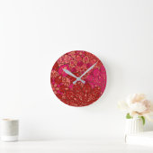 Horloge Ronde Motif de mandala rouge et rose (Maison)