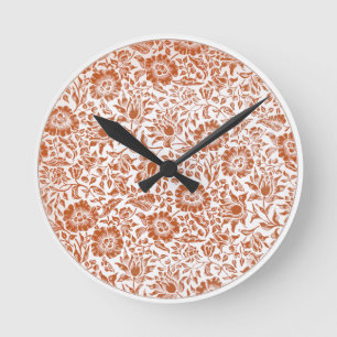 Horloge Ronde Motif de Mauve de William Morris : Floral Terracot