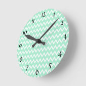 Horloge Ronde Motif de menthe vert et blanc (Angle)