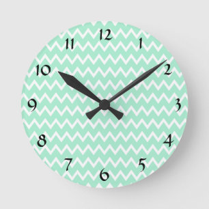 Horloge Ronde Motif de menthe vert et blanc