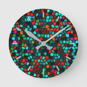 Horloge Ronde Motif de mosaïque coloré multicolore