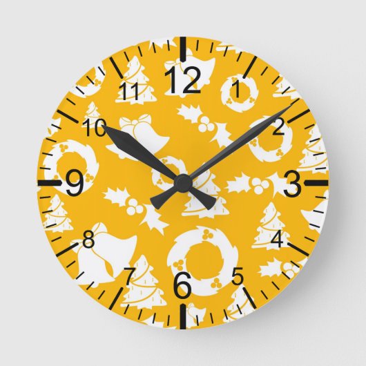 Horloge Ronde Motif de Noël jaune (Recto)