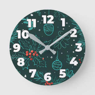 Horloge Ronde motif de Noël Remplacez par votre image