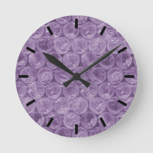Horloge Ronde Motif de papier bulle violet