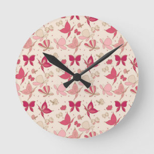 Horloge Ronde motif de papillon