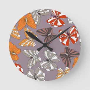 Horloge Ronde Motif de papillons