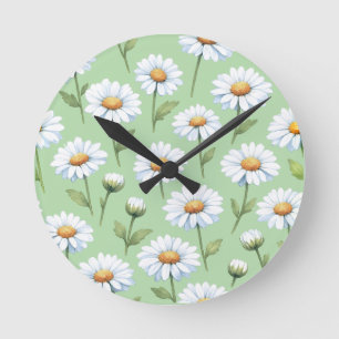 Horloge Ronde Motif de pâquerettes printanières
