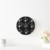 Horloge Ronde Motif De Pelouse Noir Et Blanc, (Maison)