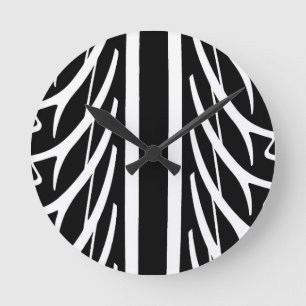 Horloge Ronde Motif de pneus en noir et blanc