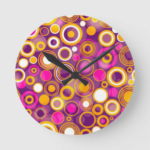 Horloge Ronde Motif de point violet de polka