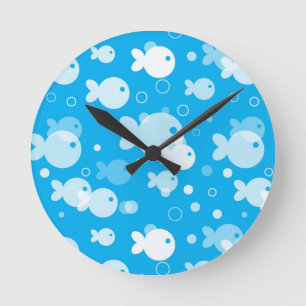Horloge Ronde motif de poissons