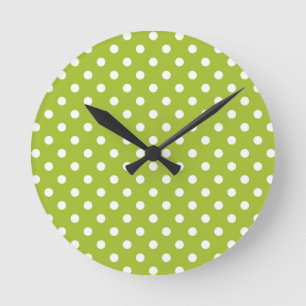 Horloge Ronde Motif de printemps avec pois blancs