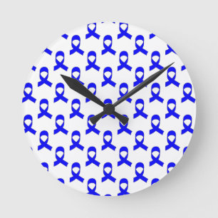 Horloge Ronde Motif de ruban bleu