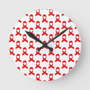 Horloge Ronde Motif de ruban rouge