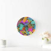 Horloge Ronde Motif de silhouettes animales rétro (Maison)