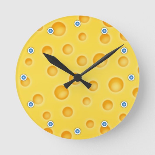 Horloge Ronde Motif de texture au fromage suisse (Recto)