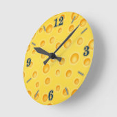 Horloge Ronde Motif de texture au fromage suisse (Angle)