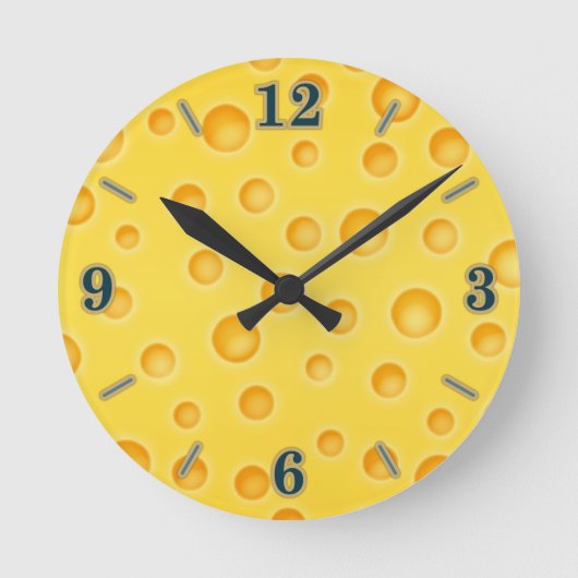 Horloge Ronde Motif de texture au fromage suisse (Recto)