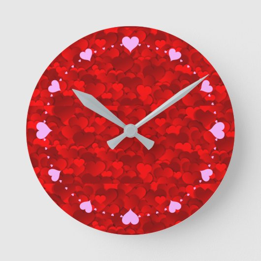 Horloge Ronde Motif de texture des Coeurs rouges (Recto)