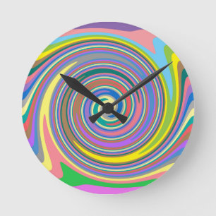 Horloge Ronde Motif de tourbillon arc-en-ciel coloré