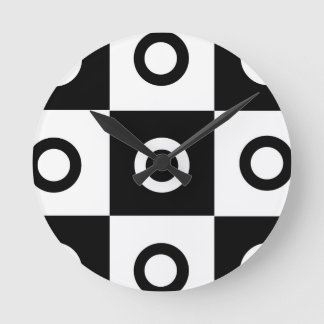 Horloge Ronde Motif de vérification noir et blanc