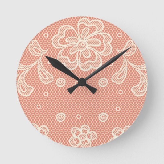 Horloge Ronde Motif dentelle, fleur vintage 4 (Recto)