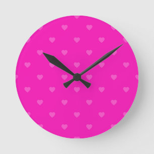 Horloge Ronde Motif des coeurs roses