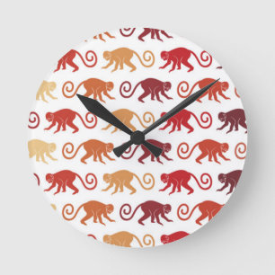Horloge Ronde Motif des singes rouges