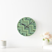 Horloge Ronde Motif d'escalier à rayures vert olive (Maison)