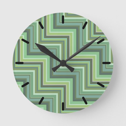 Horloge Ronde Motif d'escalier à rayures vert olive (Recto)