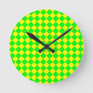 Horloge Ronde Motif diamant jaune-vert Checker