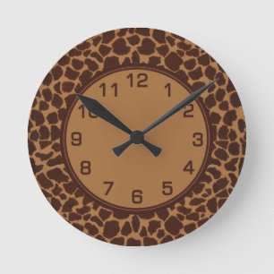 Horloge Ronde Motif d'impression de peau de girafe