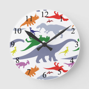 Horloge Ronde Motif Dinosaure coloré