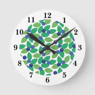 Horloge Ronde Motif élégant moderne myrtille vert violet