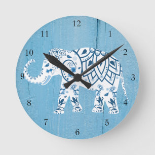 Horloge Ronde Motif en bois bleu d'objet superflu