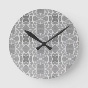 Horloge Ronde Motif en mosaïque de tuiles de pierre blanche gris