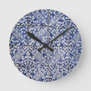 Horloge Ronde Motif en mosaïque marocaine espagnole Texture Vin