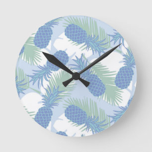 Horloge Ronde Motif en pastel tropical d'ananas