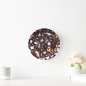 Horloge Ronde Motif en pierre blanche Brown violet (Maison)