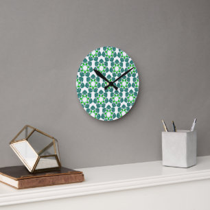 Horloge Ronde Motif Feuille, Motif De Feuilles, Feuilles Verts