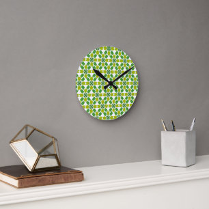 Horloge Ronde Motif Feuille, Motif De Feuilles, Feuilles Verts