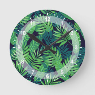 Horloge Ronde Motif Feuille tropical