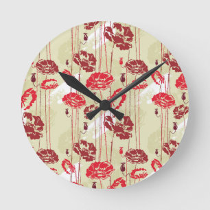 Horloge Ronde Motif floral 2 d'élégance abstraite