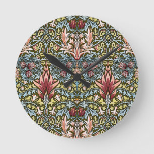 Horloge Ronde Motif floral à tête de serpent de William Morris