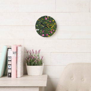 Horloge Ronde Motif floral aquarelle élégant