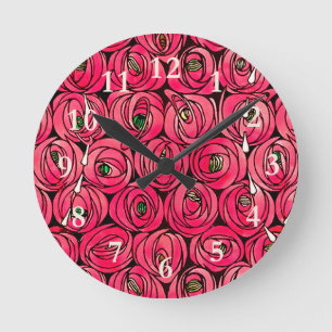 Horloge Ronde Motif floral Art Nouveau de rose de Rennie Mackint