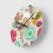 Horloge Ronde Motif floral de style rétro (Angle)