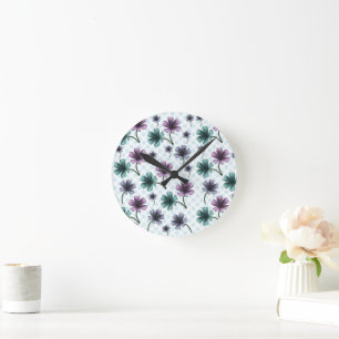 Horloge Ronde Motif floral doux Cottagecore   Esthétique pastel
